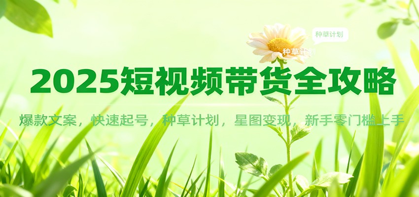 2025短视频带货全攻略：爆款文案，快速起号，种草计划，星图变现，新手零门槛上手网创吧-网创项目资源站-副业项目-创业项目-搞钱项目网创吧