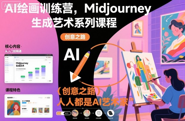 AI绘画训练营，Midjourney生成艺术系列课程，人人都是AI艺术家网创吧-网创项目资源站-副业项目-创业项目-搞钱项目网创吧