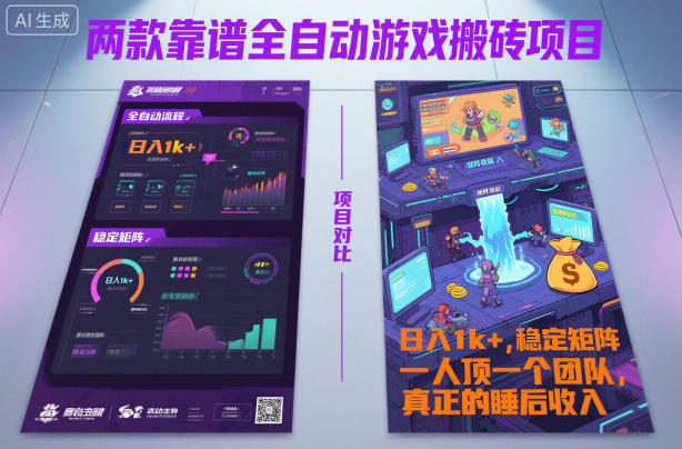 两款靠谱全自动游戏搬砖项目，日入1k+，稳定可矩阵，一人顶一个团队，真正的睡后收入【揭秘】网创吧-网创项目资源站-副业项目-创业项目-搞钱项目网创吧