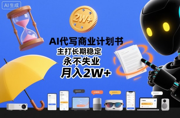 AI代写商业计划书，主打长期稳定，永不失业，月入2W+网创吧-网创项目资源站-副业项目-创业项目-搞钱项目网创吧