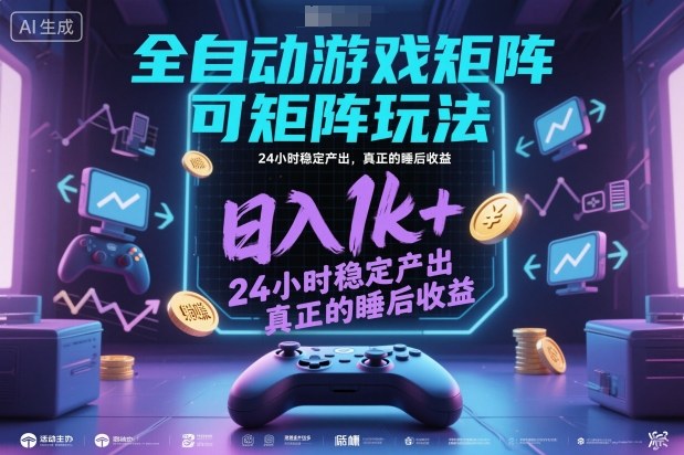 全自动游戏掘金，可矩阵操作，日入1k+，24小时稳定产出，真正的睡后收益【揭秘】网创吧-网创项目资源站-副业项目-创业项目-搞钱项目网创吧