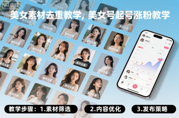 美女素材去重教学，美女号起号涨粉教学网创吧-网创项目资源站-副业项目-创业项目-搞钱项目网创吧