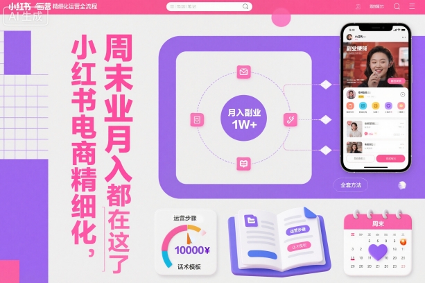 小红书电商精细化运营全流程，周末副业月入1W+，全套方法都在这了网创吧-网创项目资源站-副业项目-创业项目-搞钱项目网创吧