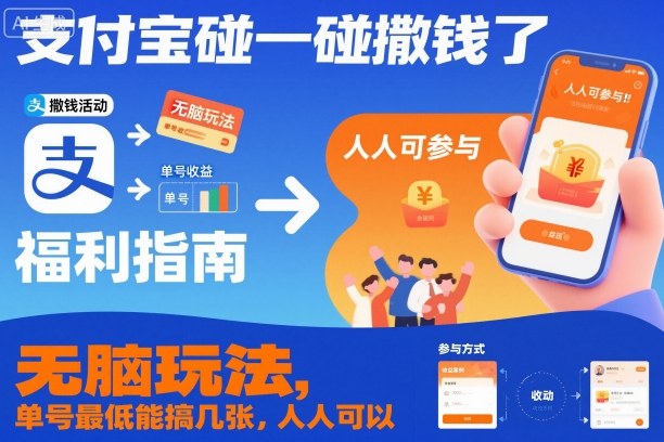 支付宝碰一碰撒钱了,无脑玩法,单号最低能搞几张,人人可以撸【揭秘】网创吧-网创项目资源站-副业项目-创业项目-搞钱项目网创吧