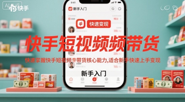 快手短视频带货，快速掌握快手短视频带货核心能力，适合新手快速上手变现网创吧-网创项目资源站-副业项目-创业项目-搞钱项目网创吧