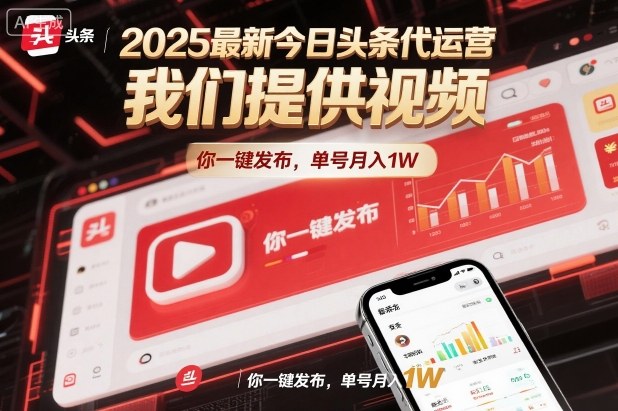 2025最新今日头条代运营,我们提供视频,你一键发布,单号月入1W【揭秘】网创吧-网创项目资源站-副业项目-创业项目-搞钱项目网创吧