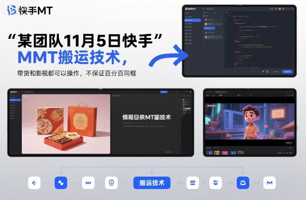 某团队11月5日快手MT搬运技术，带货和影视都可以操作，不保证百分百同框，自测网创吧-网创项目资源站-副业项目-创业项目-搞钱项目网创吧