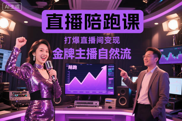 直播陪跑课，金牌主播自然流打爆直播间，复制高变现玩法网创吧-网创项目资源站-副业项目-创业项目-搞钱项目网创吧