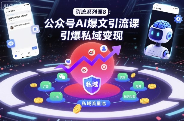 引流系列课8:公众号AI爆文引流课,引爆私域变现网创吧-网创项目资源站-副业项目-创业项目-搞钱项目网创吧