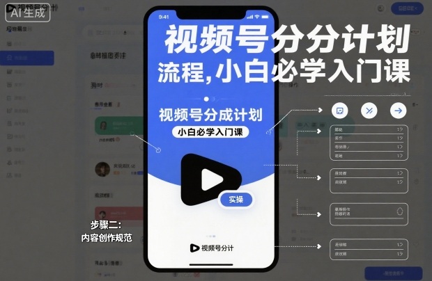 视频号分成计划实操流程，小白必学入门课网创吧-网创项目资源站-副业项目-创业项目-搞钱项目网创吧