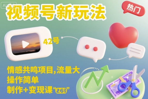 视频号新玩法,情感共鸣项目,流量大,操作简单,制作+变现课网创吧-网创项目资源站-副业项目-创业项目-搞钱项目网创吧