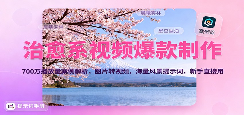 治愈系视频爆款制作，700万播放量案例解析，图片转视频，海量风景提示词，新手直接用网创吧-网创项目资源站-副业项目-创业项目-搞钱项目网创吧