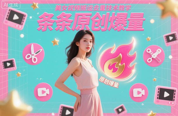 美女视频搬运去重技术教学，条条原创爆量网创吧-网创项目资源站-副业项目-创业项目-搞钱项目网创吧