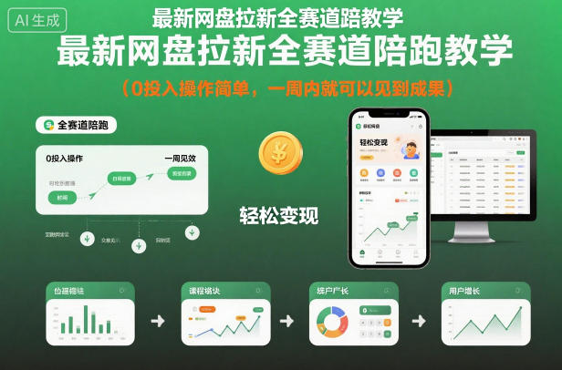 最新网盘拉新全赛道陪跑教学，0投入操作简单，一周内就可以见到成果网创吧-网创项目资源站-副业项目-创业项目-搞钱项目网创吧