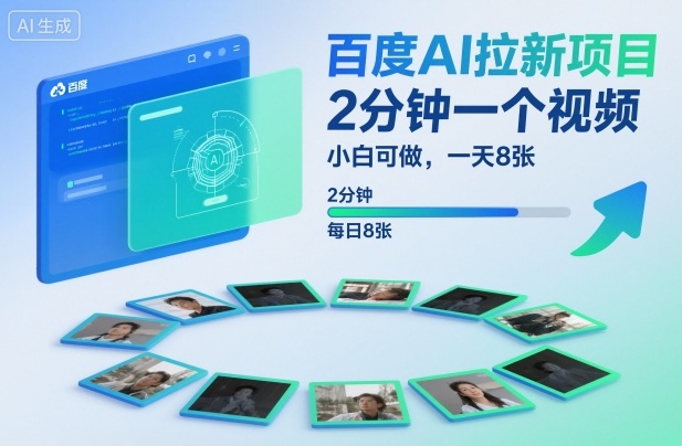 百度AI拉新项目,2分钟一个视频,小白可做,一天8张【附案例+保姆级教程】网创吧-网创项目资源站-副业项目-创业项目-搞钱项目网创吧