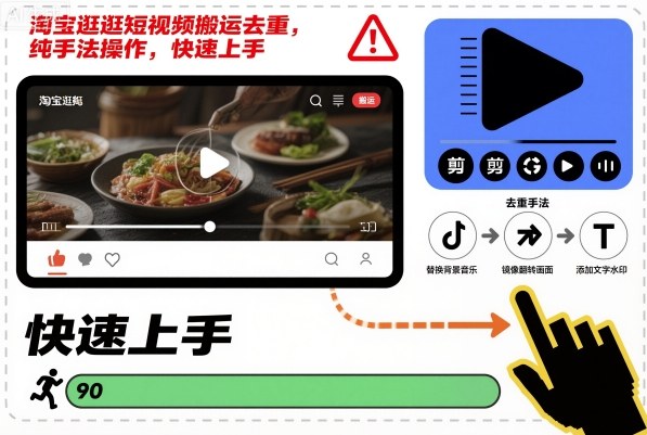淘宝逛逛短视频搬运去重,纯手法操作,快速上手网创吧-网创项目资源站-副业项目-创业项目-搞钱项目网创吧