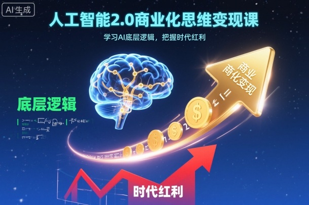 人工智能2.0商业化思维变现课,学习AI底层逻辑,把握时代红利网创吧-网创项目资源站-副业项目-创业项目-搞钱项目网创吧