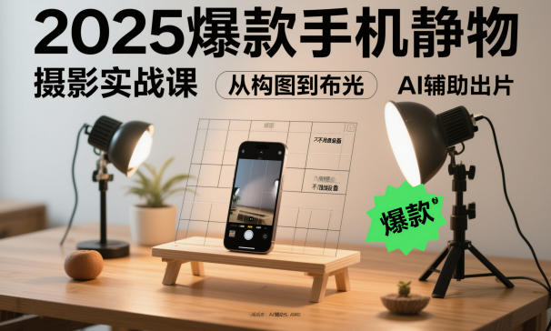 2025爆款手机静物摄影实战课，从构图到布光，不用贵设备，AI辅助出片网创吧-网创项目资源站-副业项目-创业项目-搞钱项目网创吧