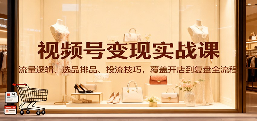 视频号变现实战课:流量逻辑、选品排品、投流技巧,覆盖开店到复盘全流程网创吧-网创项目资源站-副业项目-创业项目-搞钱项目网创吧