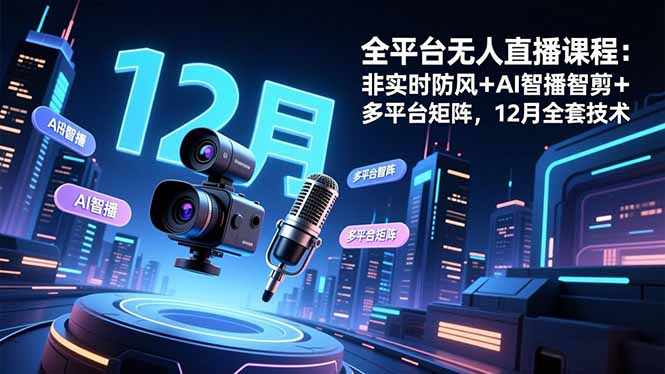 (16754期)全平台无人直播课程:非实时防风+AI智播智剪+多平台矩阵,12月全套技术网创吧-网创项目资源站-副业项目-创业项目-搞钱项目网创吧