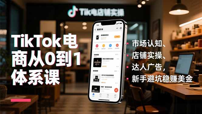（16818期）TikTok电商从0到1体系课，市场认知、店铺实操、达人广告，新手避坑稳赚美金网创吧-网创项目资源站-副业项目-创业项目-搞钱项目网创吧