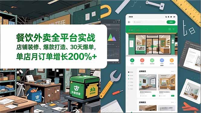 （16978期）餐饮外卖全平台实战，店铺装修、爆款打造、30天爆单，手把手教学，单店月订单增长200%+网创吧-网创项目资源站-副业项目-创业项目-搞钱项目网创吧