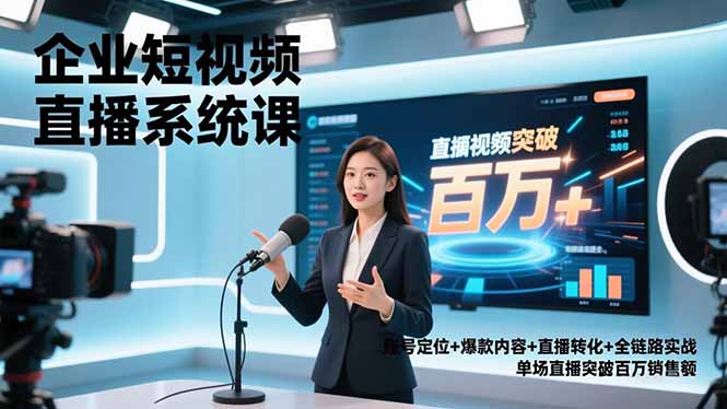 （16878期）企业短视频直播系统课，账号定位+爆款内容+直播转化+全链路实战，单场直播突破百万销售额网创吧-网创项目资源站-副业项目-创业项目-搞钱项目网创吧