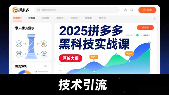 （16977期）2025拼多多黑科技实战课，擎天柱玩法、爆流SKU、原价大促，技术引流，单店日销轻松破千单网创吧-网创项目资源站-副业项目-创业项目-搞钱项目网创吧