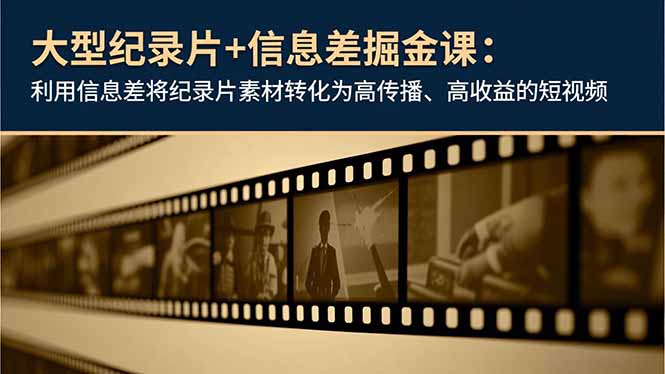 (16741期)大型纪录片+信息差掘金课:利用信息差将纪录片素材转化为高传播、高收益的短视频网创吧-网创项目资源站-副业项目-创业项目-搞钱项目网创吧