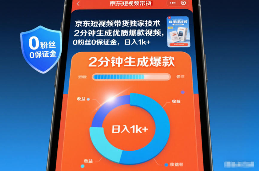 京东短视频带货独家技术,2分钟生成一条优质爆款视频,0粉丝0保证金,日入1k+【揭秘】网创吧-网创项目资源站-副业项目-创业项目-搞钱项目网创吧