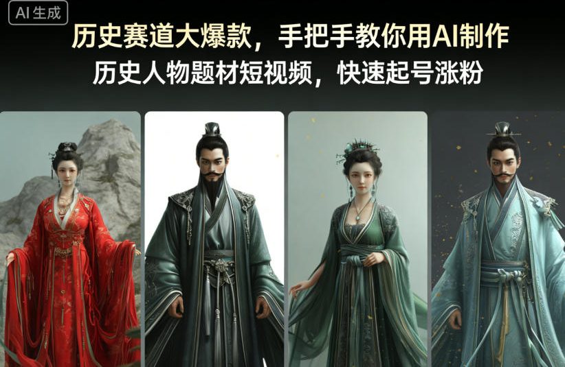 历史赛道大爆款，手把手教你用AI制作历史人物题材短视频，快速起号涨粉网创吧-网创项目资源站-副业项目-创业项目-搞钱项目网创吧