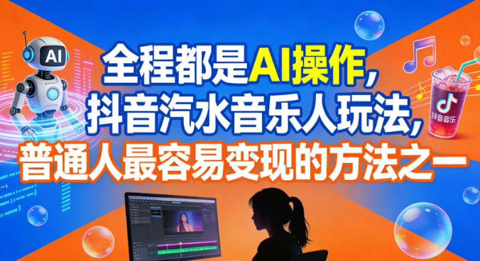 全程都是AI操作，抖音汽水音乐人玩法，普通人最容易变现的方法之一网创吧-网创项目资源站-副业项目-创业项目-搞钱项目网创吧