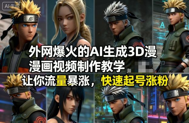外网爆火的AI生成3D漫画视频制作教学,让你流量暴涨,快速起号涨粉!网创吧-网创项目资源站-副业项目-创业项目-搞钱项目网创吧