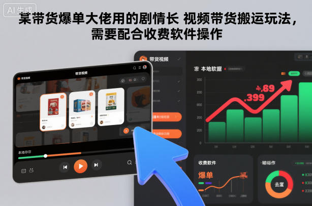某带货爆单大佬用的剧情长视频带货搬运玩法，需要配合收费软件操作网创吧-网创项目资源站-副业项目-创业项目-搞钱项目网创吧