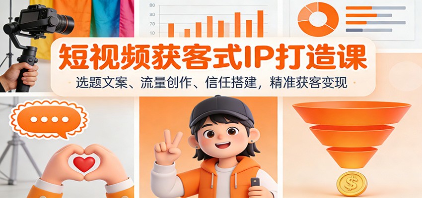 短视频获客式IP打造课：选题文案、流量创作、信任搭建，精准获客变现网创吧-网创项目资源站-副业项目-创业项目-搞钱项目网创吧
