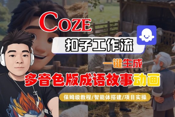 Coze扣子智能体工作流一键生成“多音色版成语故事“动画，全流程保姆级教学网创吧-网创项目资源站-副业项目-创业项目-搞钱项目网创吧