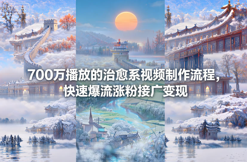 700万播放的治愈系视频制作流程，快速爆流涨粉接广变现网创吧-网创项目资源站-副业项目-创业项目-搞钱项目网创吧