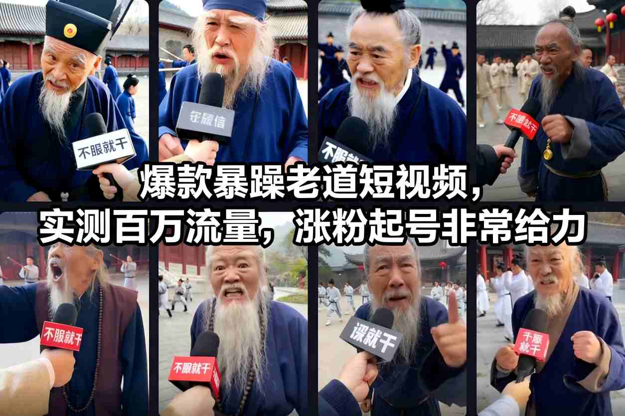 爆款暴躁老道短视频，实测百万流量，涨粉起号非常给力网创吧-网创项目资源站-副业项目-创业项目-搞钱项目网创吧