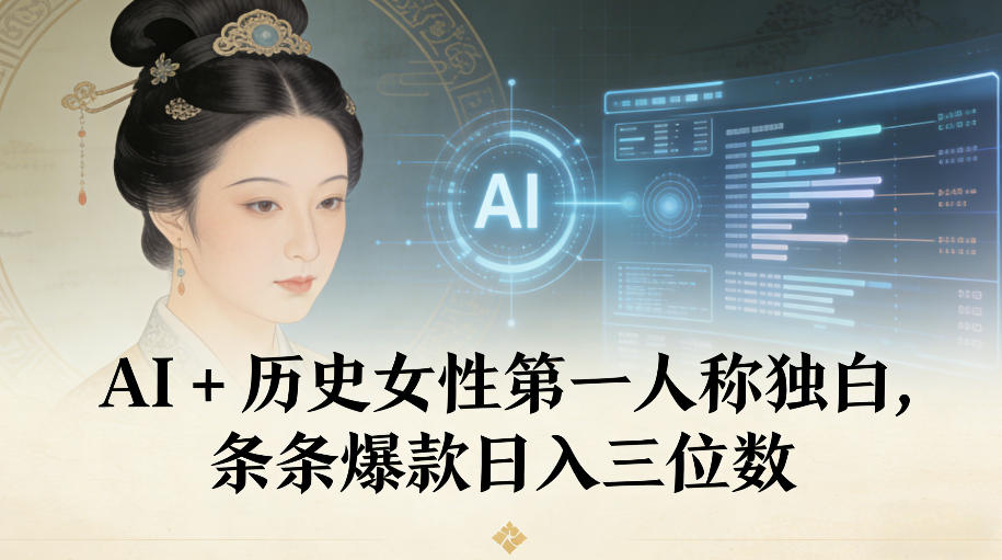 AI+历史女性第一人称独白，条条爆款日入三位数网创吧-网创项目资源站-副业项目-创业项目-搞钱项目网创吧