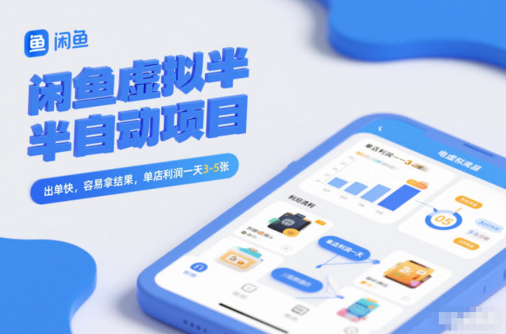 闲鱼虚拟半自动项目，出单快，容易拿结果，单店利润一天3-5张网创吧-网创项目资源站-副业项目-创业项目-搞钱项目网创吧
