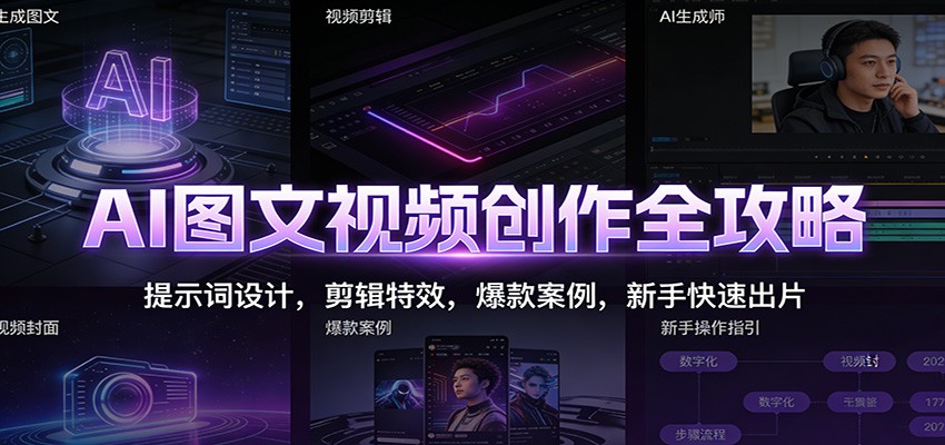 AI图文视频创作全攻略：提示词设计，剪辑特效，爆款案例，新手快速出片网创吧-网创项目资源站-副业项目-创业项目-搞钱项目网创吧