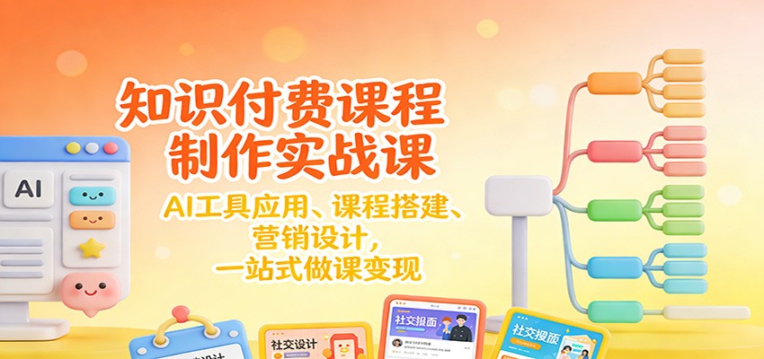 知识付费课程制作实战课：AI工具应用 、课程搭建、营销设计，一站式做课变现网创吧-网创项目资源站-副业项目-创业项目-搞钱项目网创吧