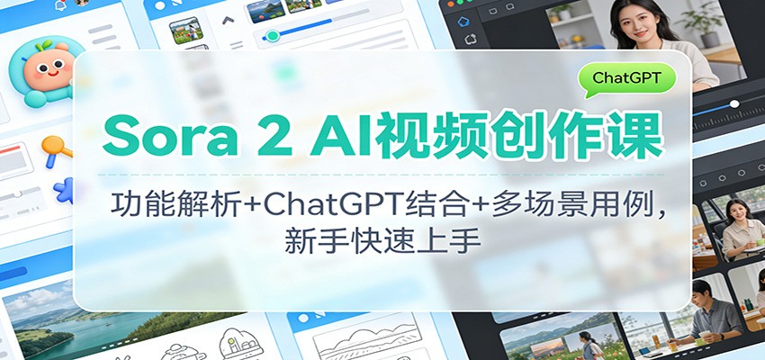 Sora 2 AI视频创作课：功能解析+ChatGPT结合+多场景用例，新手快速上手网创吧-网创项目资源站-副业项目-创业项目-搞钱项目网创吧