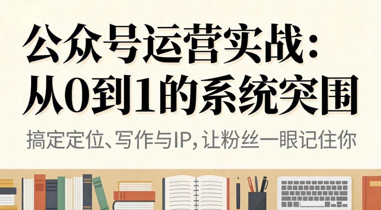 公众号运营实战:从0到1的系统突围网创吧-网创项目资源站-副业项目-创业项目-搞钱项目网创吧