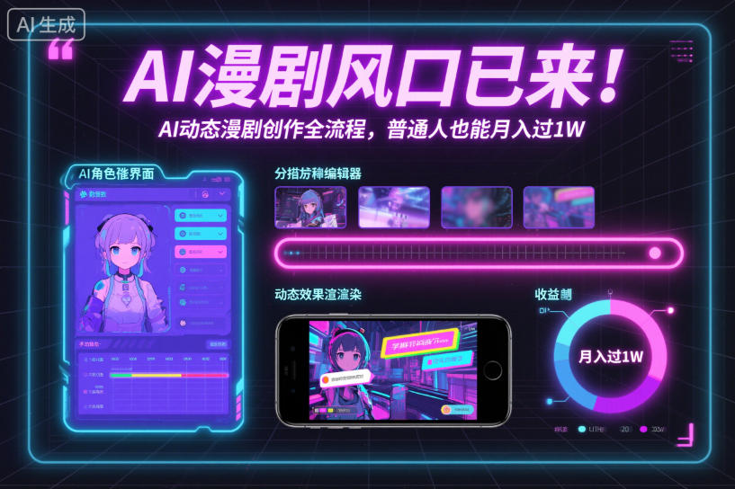 AI漫剧风口已来！AI动态漫剧创作全流程，普通人也能月入过1W网创吧-网创项目资源站-副业项目-创业项目-搞钱项目网创吧