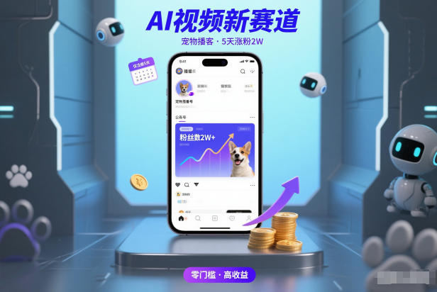 AI视频新赛道，宠物播客仅注册5天涨粉2W，收益非常可观网创吧-网创项目资源站-副业项目-创业项目-搞钱项目网创吧