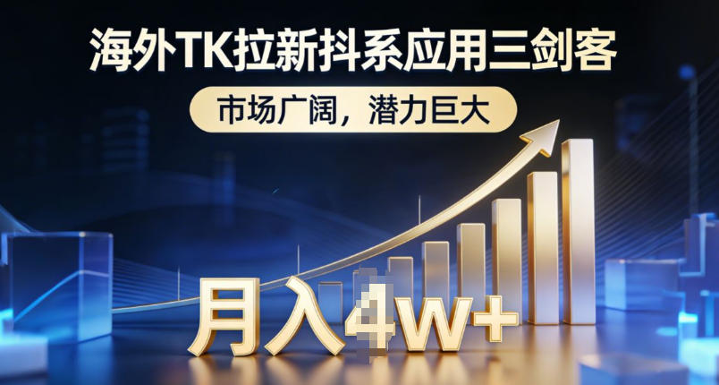 海外TK拉新抖系应用三剑客，市场广阔，潜力巨大，月入1w+网创吧-网创项目资源站-副业项目-创业项目-搞钱项目网创吧