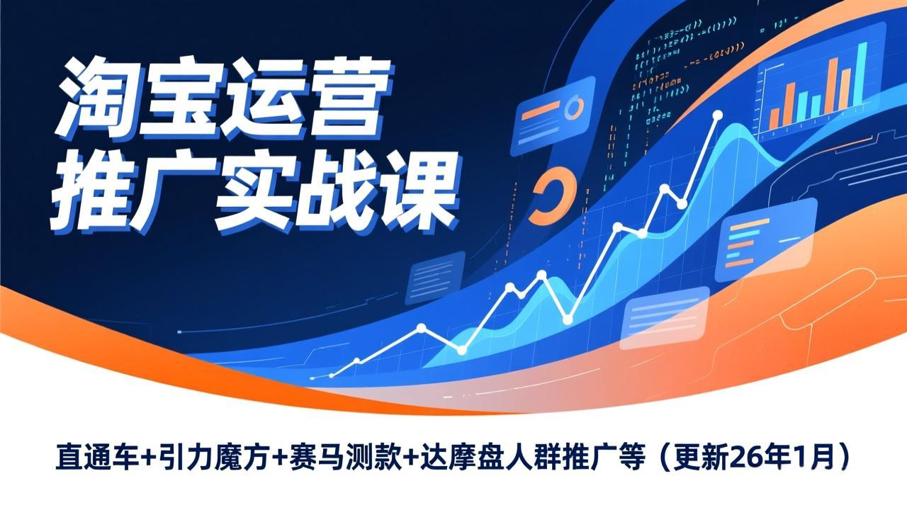(17200期)淘宝运营推广实战课,直通车+引力魔方+赛马测款+达摩盘人群推广等(更新26年1月)网创吧-网创项目资源站-副业项目-创业项目-搞钱项目网创吧