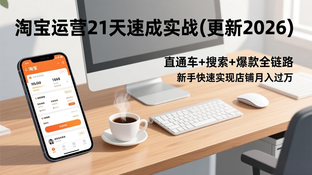 (17201期)淘宝运营21天速成实战(更新2026),直通车+搜索+爆款全链路,新手快速实现店铺月入过万网创吧-网创项目资源站-副业项目-创业项目-搞钱项目网创吧
