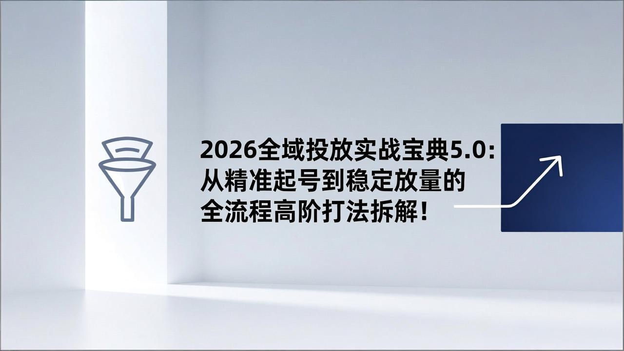 （17156期）2026全域投放实战宝典5.0：从精准起号到稳定放量的全流程高阶打法拆解！网创吧-网创项目资源站-副业项目-创业项目-搞钱项目网创吧